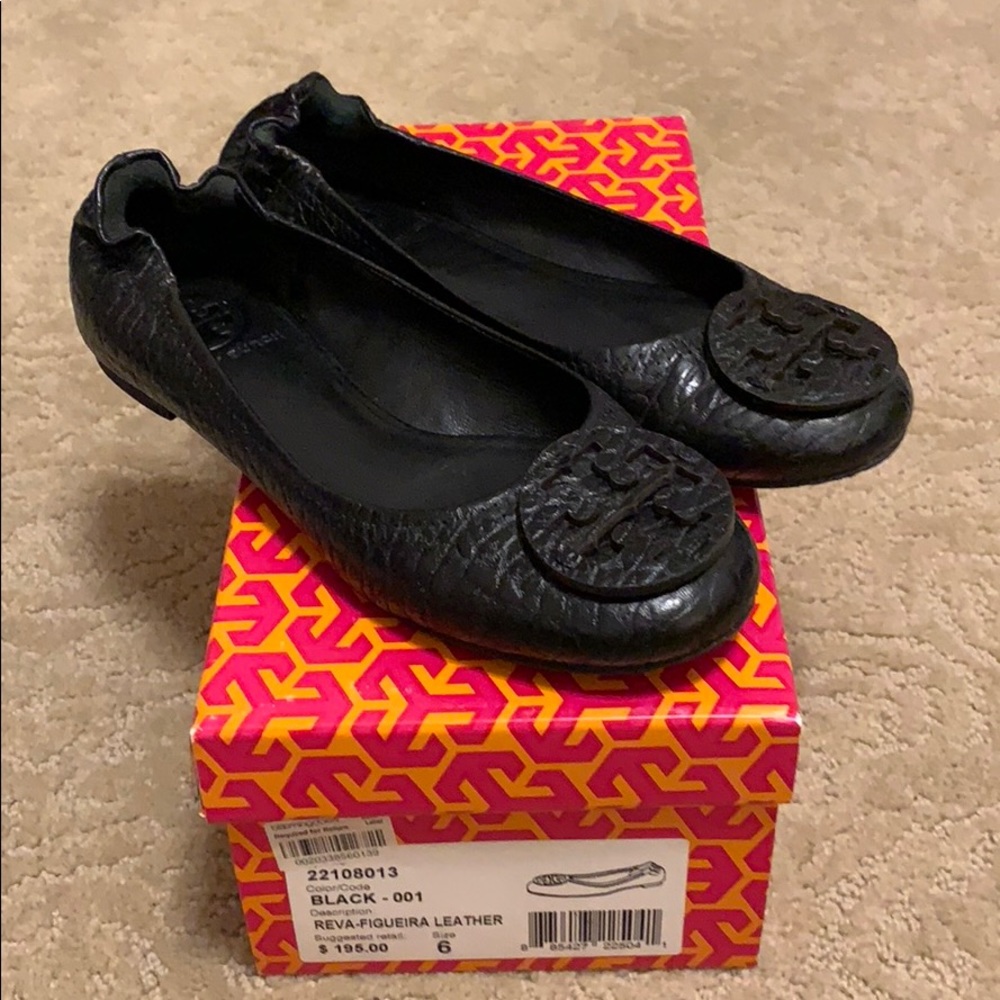 Tory Burch Reva-Figuera Leather Ballet Flat Size 6